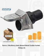 Narva 82094-20 7 Pin Heavy-Duty Round Metal Trailer Socket with Rubber Boot (Bulk Pack of 20)