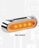 Narva 90822C 10-30 Volt L.E.D Front End Outline Marker Lamp (Amber) with Chrome Deflector Base and 0.5m Cable