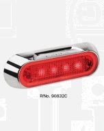 Narva 90832CBL 10-30 Volt L.E.D Rear End Outline Marker Lamp (Red) with Chrome Deflector Base and 0.5m Cable (Blister Pack)