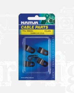 Narva 56582BL Nylon Black Cable Clamps (P-Clips) - 6.4mm (Blister Pack of 5)