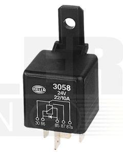Hella 3058 Change-Over Relay with Diode - 5 Pin, 24V DC