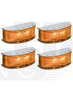 Hella HD LED Supplementary Side Direction Indicator or Cab Marker - Amber Illuminated, Polished S/S Housing (Pack of 4) (2027PBULK)