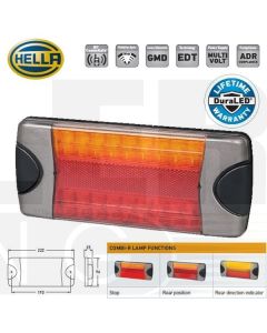Hella 2377 DuraLED LED Combination Stop / Tail / Indicator Lamp 12/24 Volt Triple Combination
